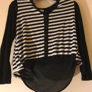 Buttoned Black and white striped top